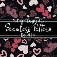 Seamless Pattern Digital Design - Love - Hearts - Black - McKnight Designs & Co