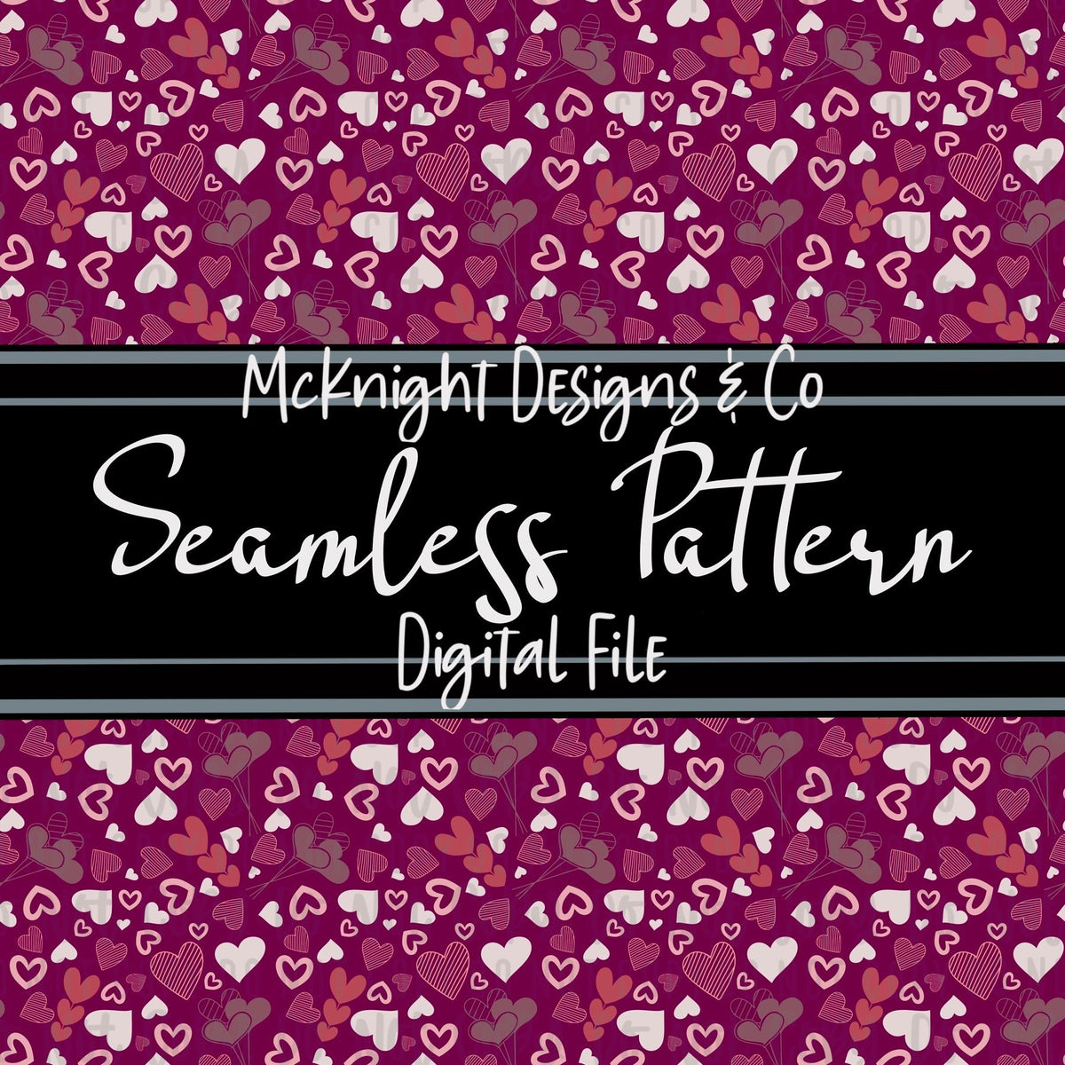 Seamless Pattern Digital Design - Love - Hearts - Fuchsia - McKnight Designs & Co