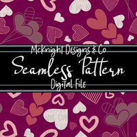 Seamless Pattern Digital Design - Love - Hearts - Fuchsia - McKnight Designs & Co