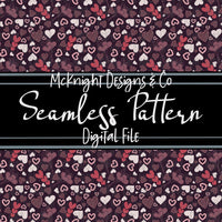 Seamless Pattern Digital Design - Love - Hearts - Plum - McKnight Designs & Co