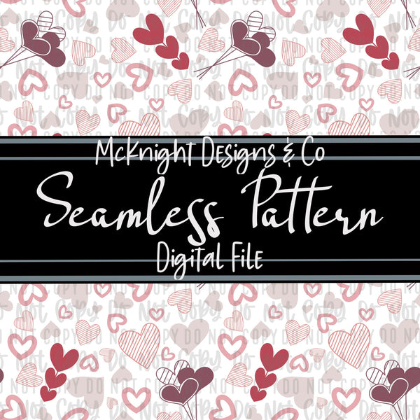 Seamless Pattern Digital Design - Love - Hearts - White - McKnight Designs & Co