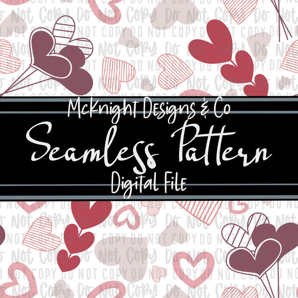 Seamless Pattern Digital Design - Love - Hearts - White - McKnight Designs & Co