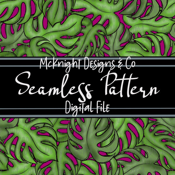 Seamless Pattern Digital Design - Monstera Leaves - McKnight Designs & Co