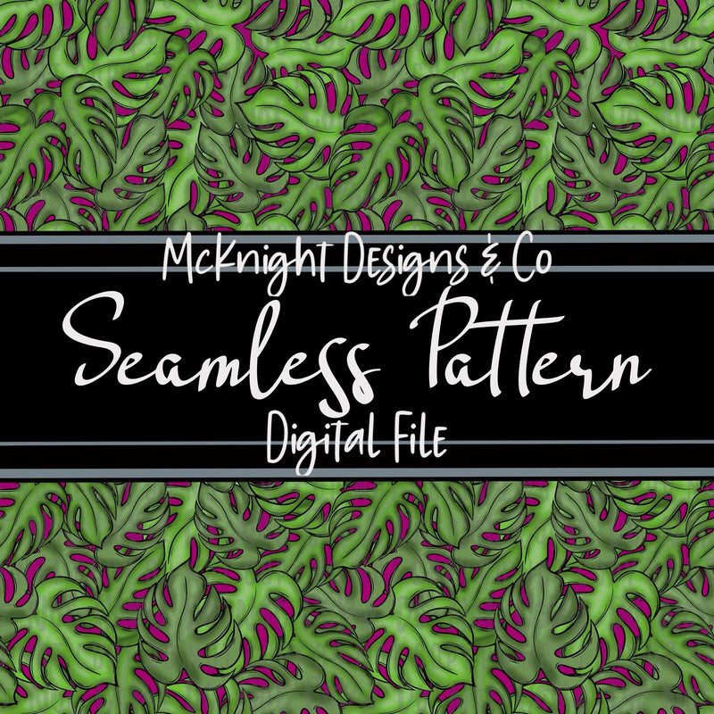 Seamless Pattern Digital Design - Monstera Leaves - McKnight Designs & Co