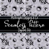 Seamless Pattern Digital Design - Moon, Snake & Moth - McKnight Designs & Co