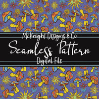 Seamless Pattern Digital Design - Mushrooms, Sun & Flowers - Hippie Mama - McKnight Designs & Co