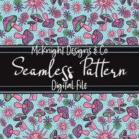 Seamless Pattern Digital Design - Mushrooms, Sun & Flowers - Stay Trippy, Little Hippie v3 - McKnight Designs & Co