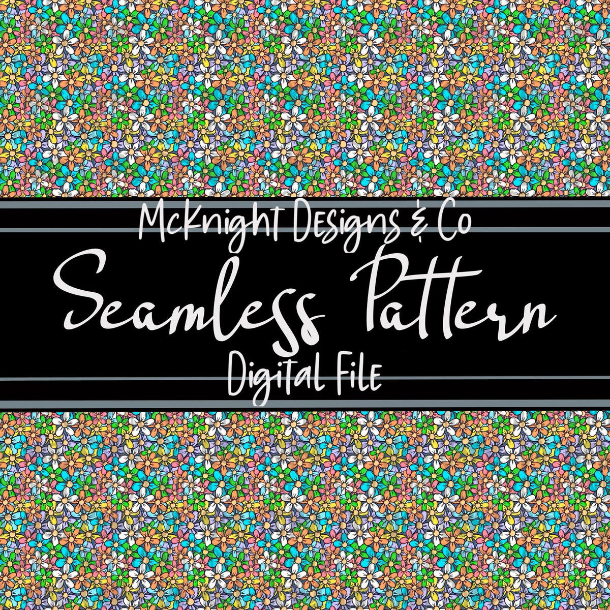 Seamless Pattern Digital Design - Simple Flowers - McKnight Designs & Co