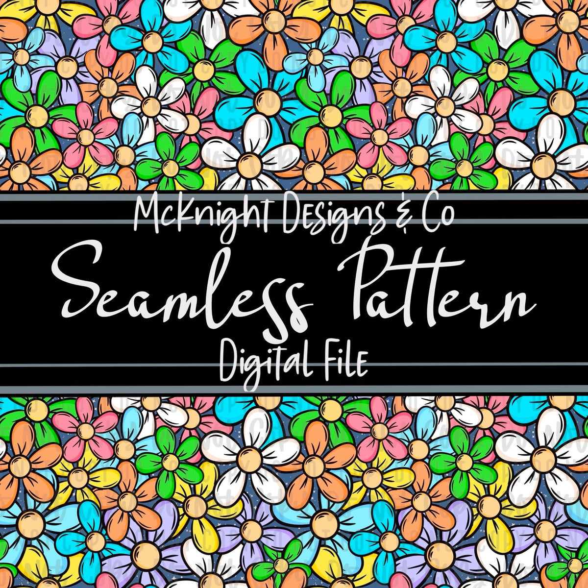 Seamless Pattern Digital Design - Simple Flowers - McKnight Designs & Co