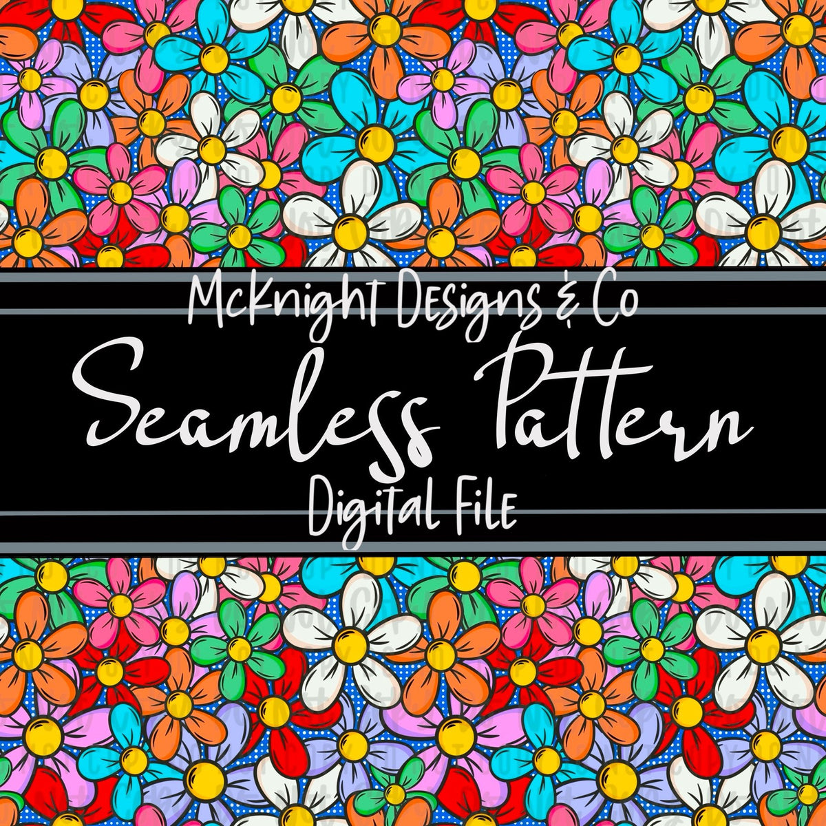 Seamless Pattern Digital Design - Simple Flowers - McKnight Designs & Co