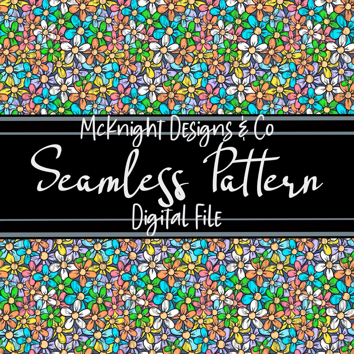 Seamless Pattern Digital Design - Simple Flowers - McKnight Designs & Co