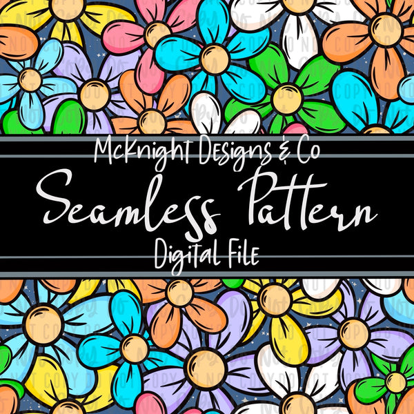 Seamless Pattern Digital Design - Simple Flowers - McKnight Designs & Co