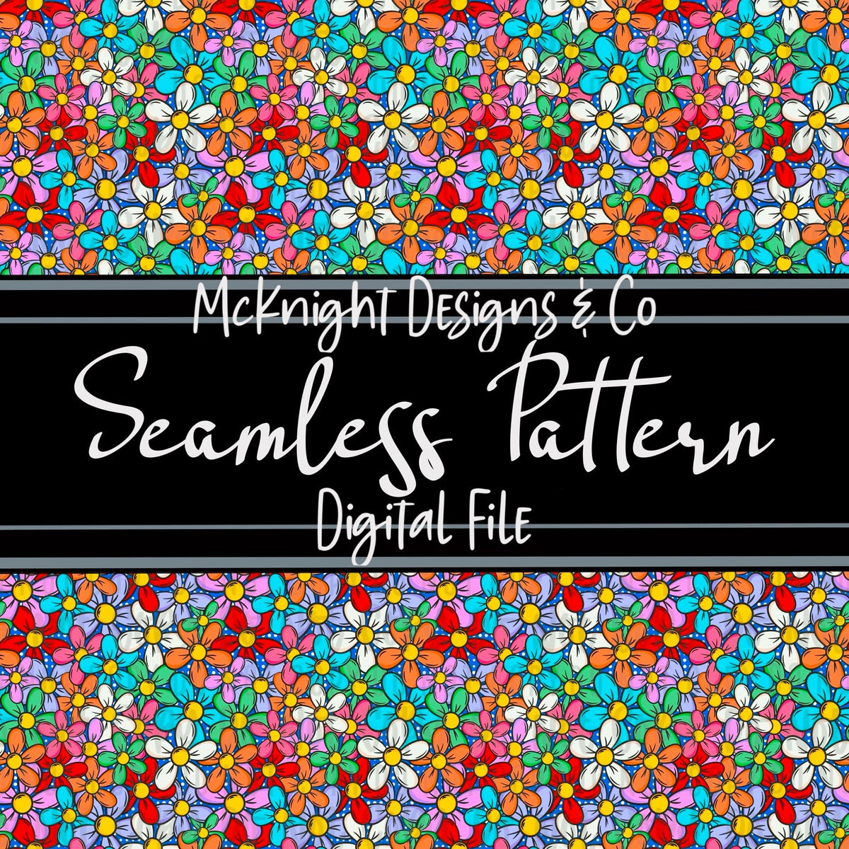 Seamless Pattern Digital Design - Simple Flowers - McKnight Designs & Co