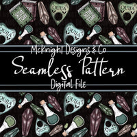 Seamless Pattern Digital Design - Spell books & Crystals - McKnight Designs & Co