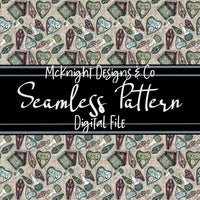 Seamless Pattern Digital Design - Spell books & Crystals - McKnight Designs & Co