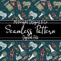 Seamless Pattern Digital Design - Spell books & Crystals - McKnight Designs & Co