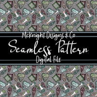 Seamless Pattern Digital Design - Spell books & Crystals - McKnight Designs & Co