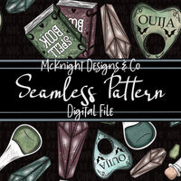 Seamless Pattern Digital Design - Spell books & Crystals - McKnight Designs & Co