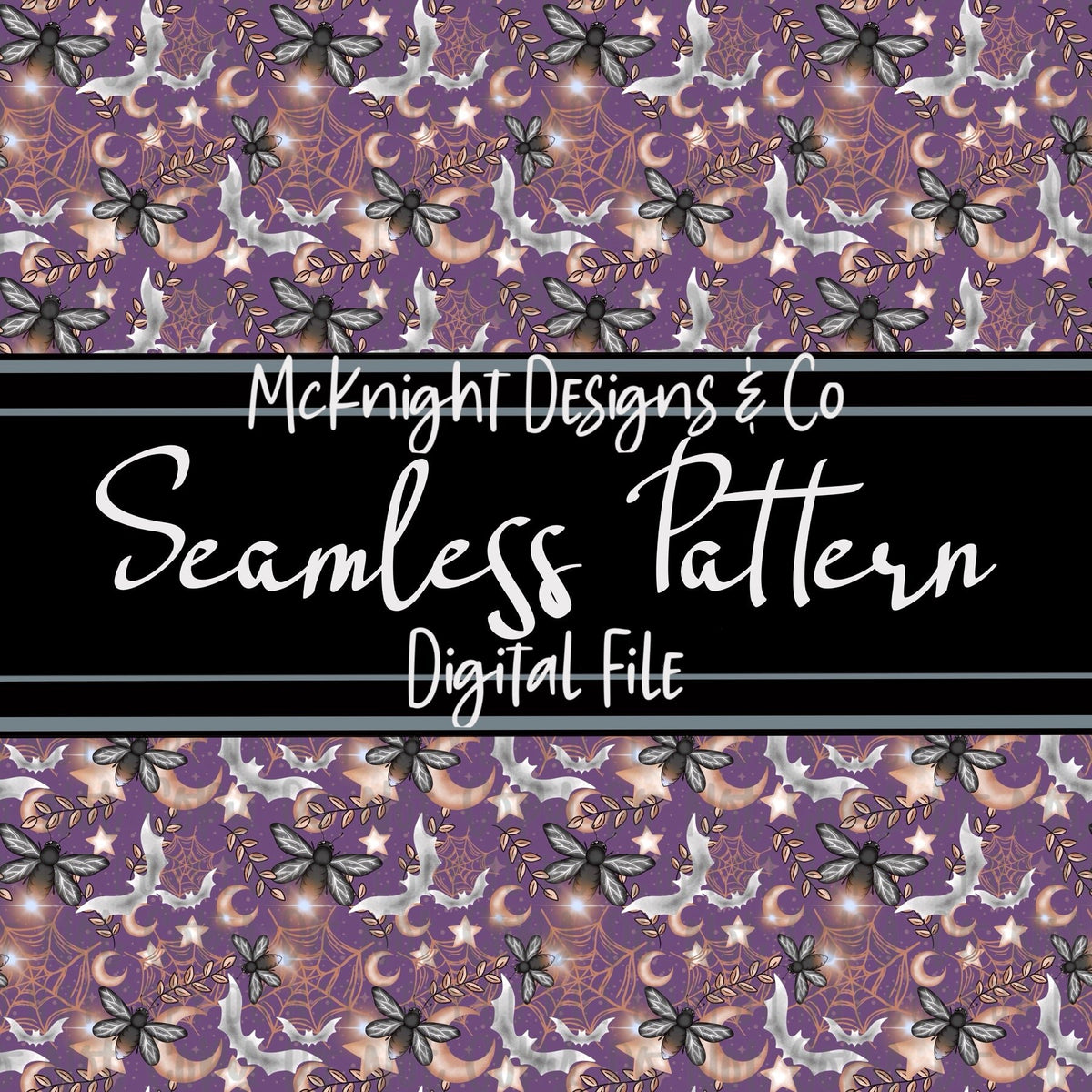 Seamless Pattern Digital Design - Spooky Fireflies - McKnight Designs & Co