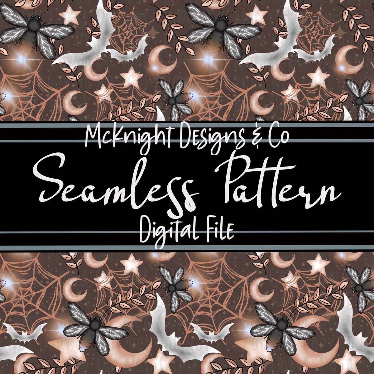 Seamless Pattern Digital Design - Spooky Fireflies - McKnight Designs & Co