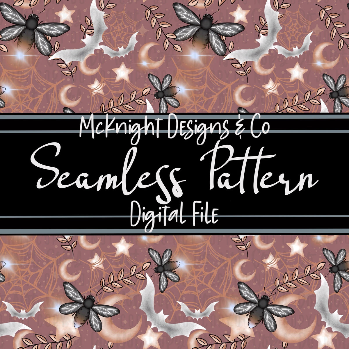 Seamless Pattern Digital Design - Spooky Fireflies - McKnight Designs & Co