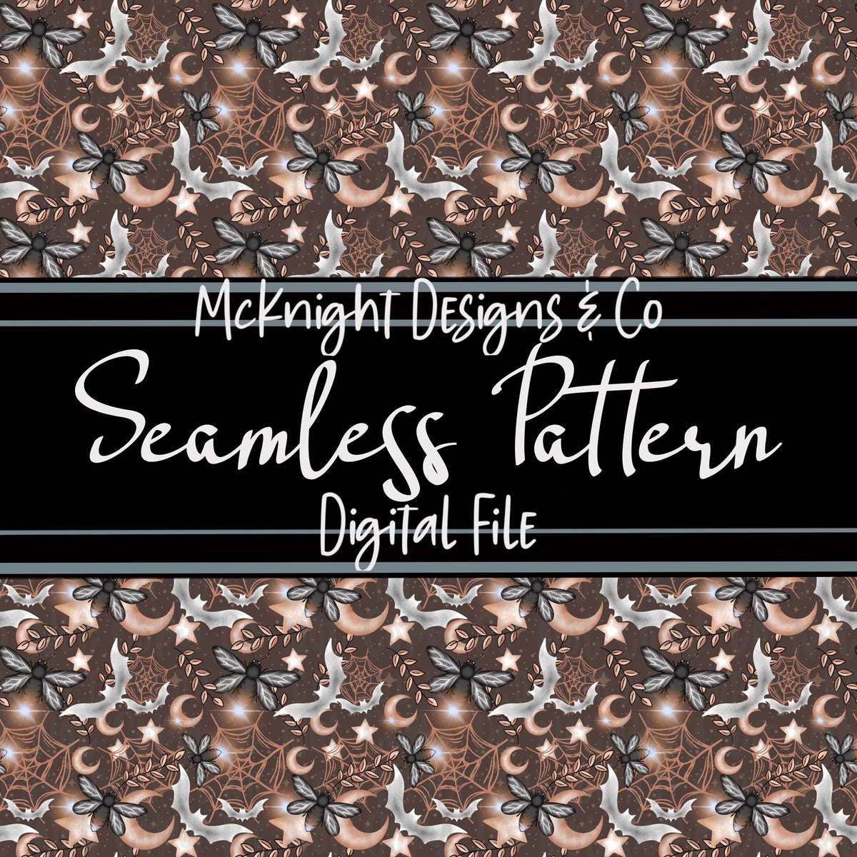 Seamless Pattern Digital Design - Spooky Fireflies - McKnight Designs & Co