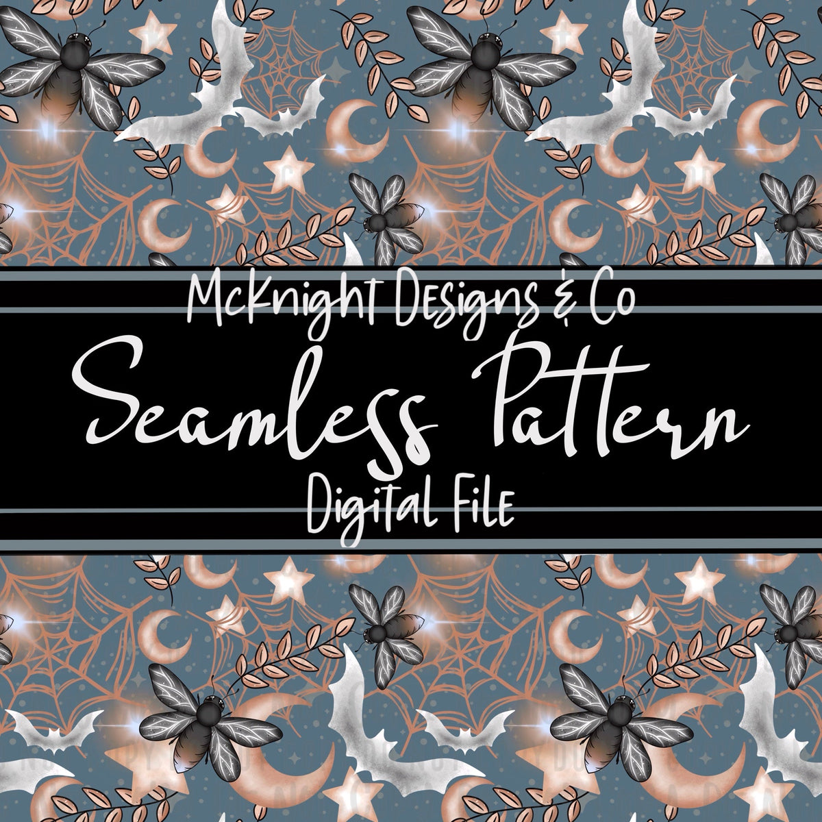 Seamless Pattern Digital Design - Spooky Fireflies - McKnight Designs & Co