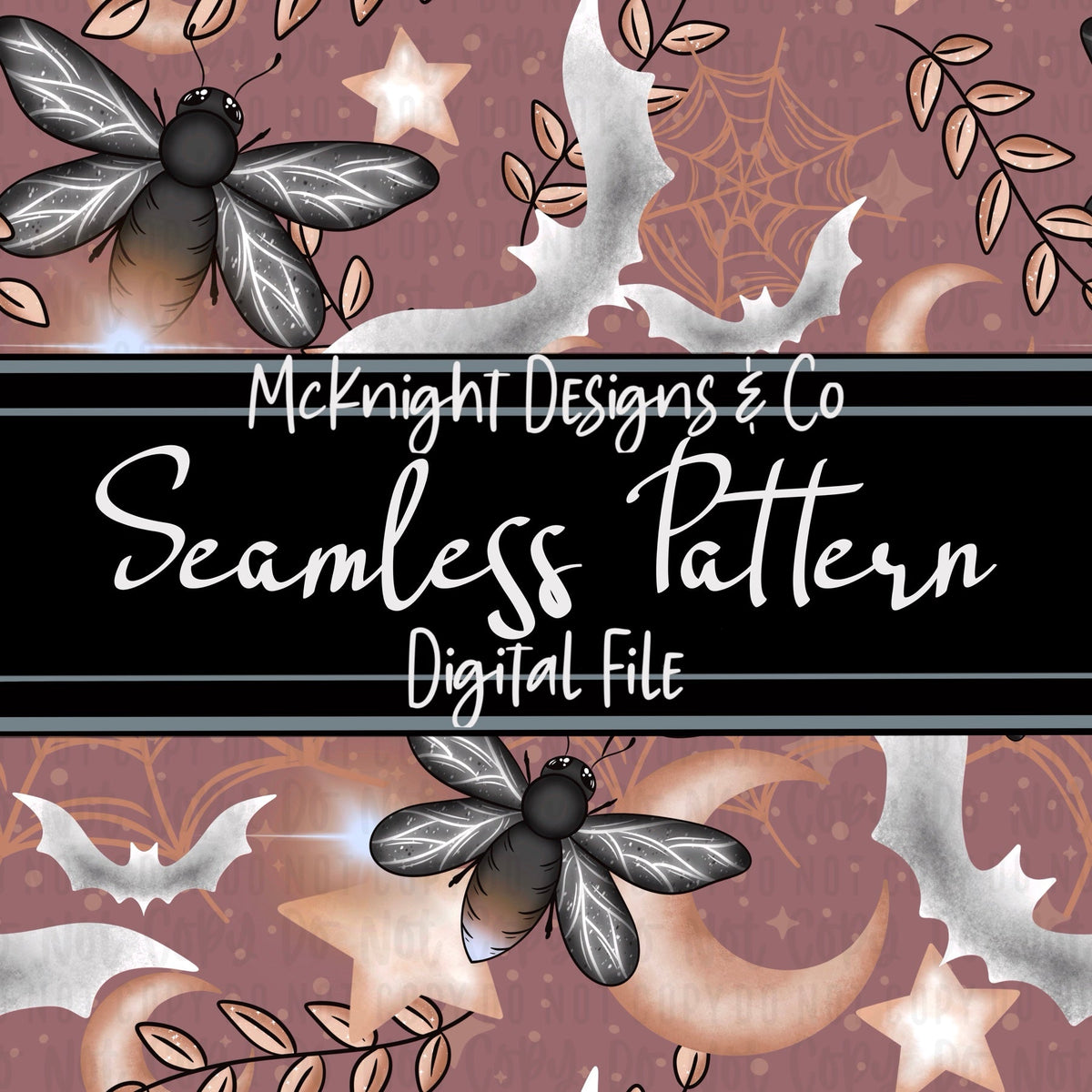 Seamless Pattern Digital Design - Spooky Fireflies - McKnight Designs & Co