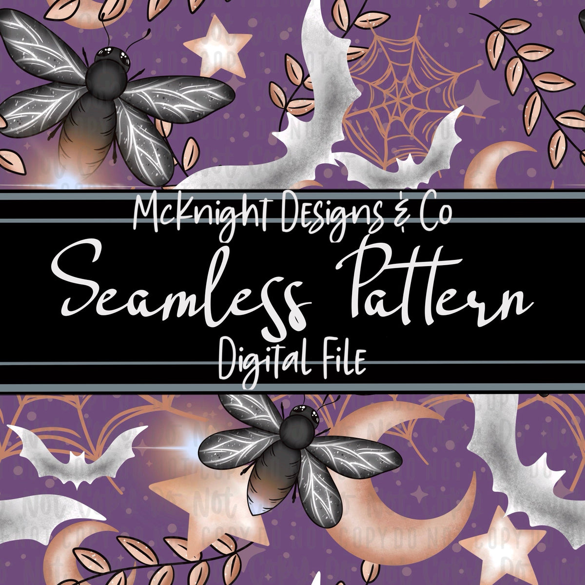 Seamless Pattern Digital Design - Spooky Fireflies - McKnight Designs & Co