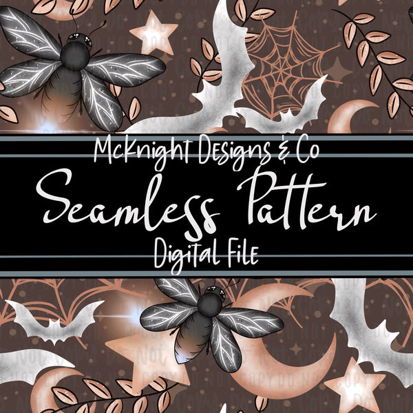 Seamless Pattern Digital Design - Spooky Fireflies - McKnight Designs & Co