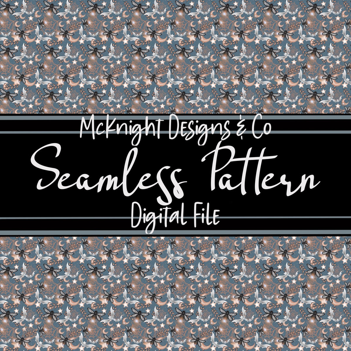 Seamless Pattern Digital Design - Spooky Fireflies - McKnight Designs & Co