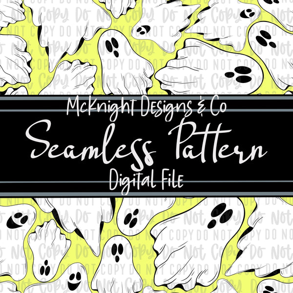 Seamless Pattern Digital Design - Spooky - Ghosties - McKnight Designs & Co