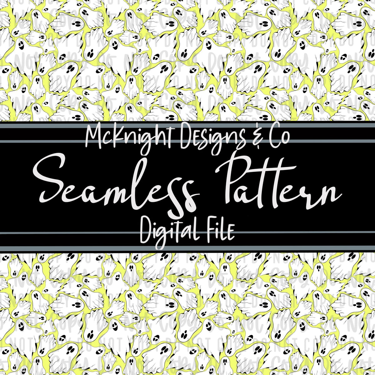 Seamless Pattern Digital Design - Spooky - Ghosties - McKnight Designs & Co