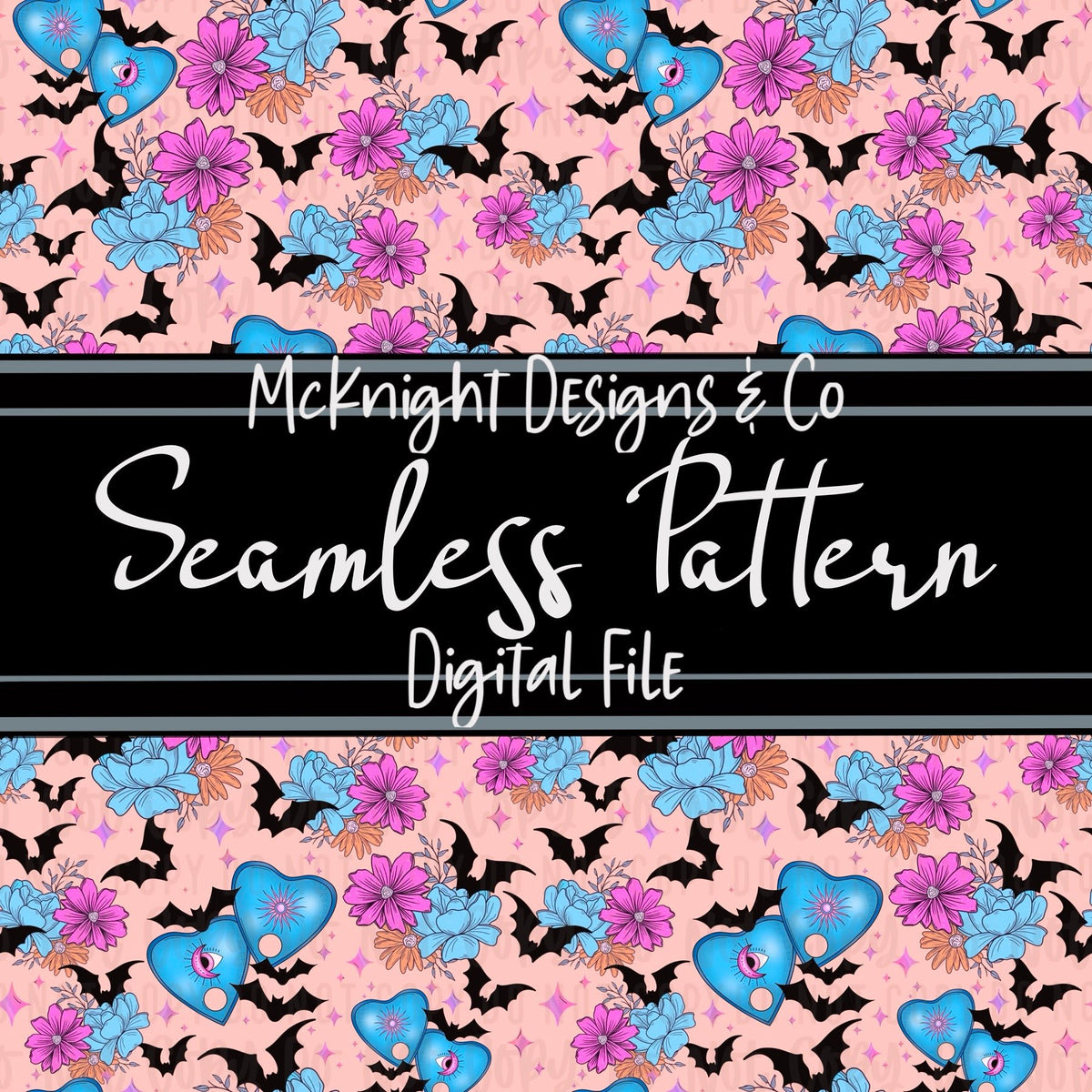 Seamless Pattern Digital Design - Spooky Planchettes - McKnight Designs & Co