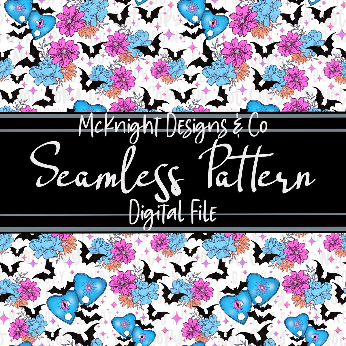 Seamless Pattern Digital Design - Spooky Planchettes - McKnight Designs & Co