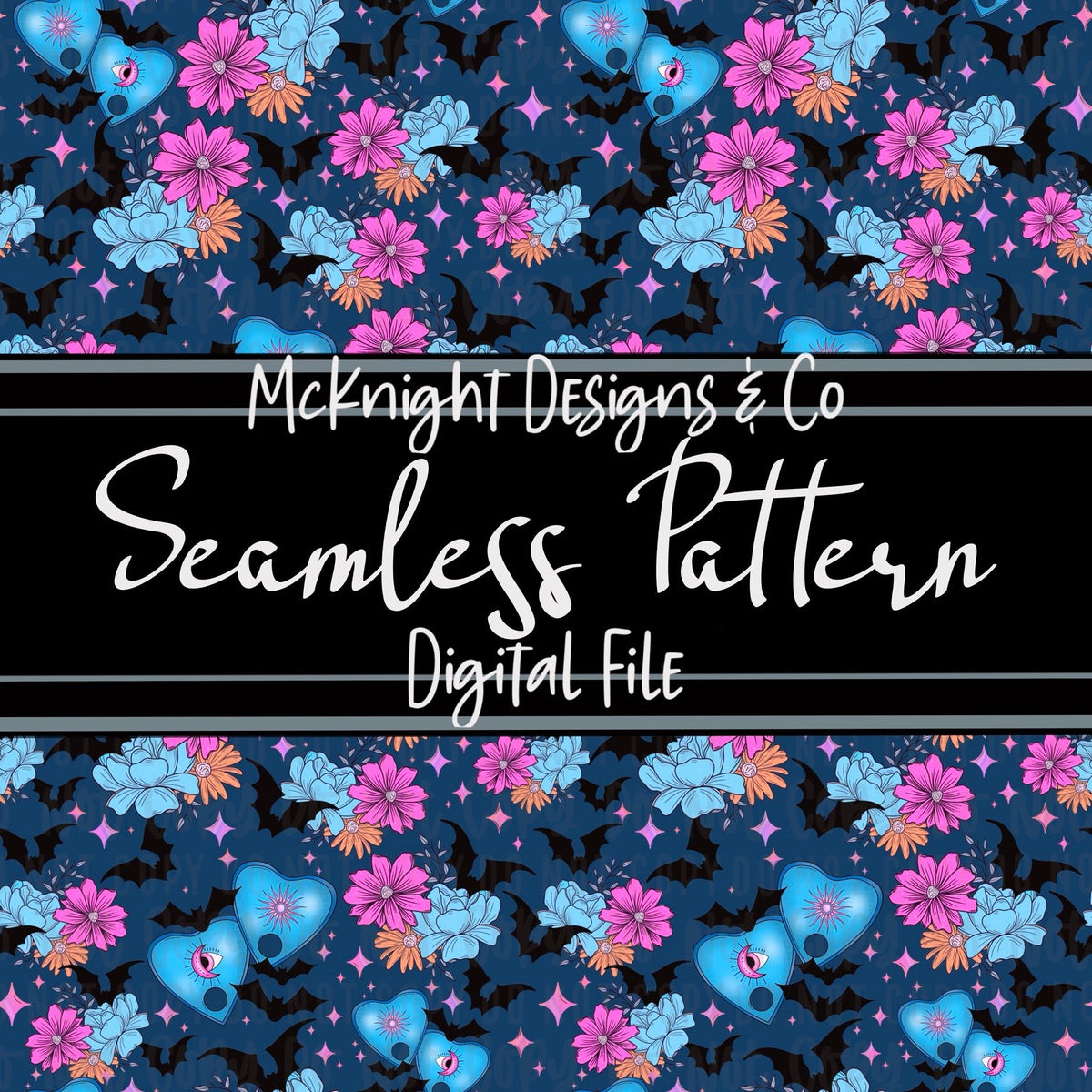 Seamless Pattern Digital Design - Spooky Planchettes - McKnight Designs & Co