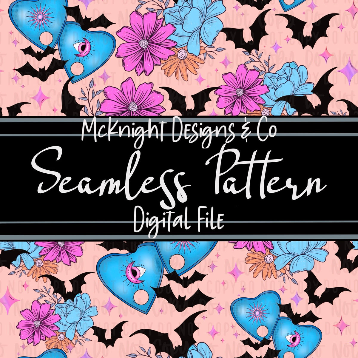 Seamless Pattern Digital Design - Spooky Planchettes - McKnight Designs & Co