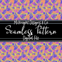 Seamless Pattern Digital Design - Spooky - Plants - Ghosties & Monstera Leaves - Yellow - McKnight Designs & Co