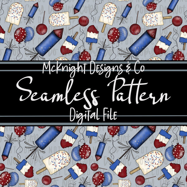 Seamless Pattern Digital Design - Summer - 4th of July - McKnight Designs & Co