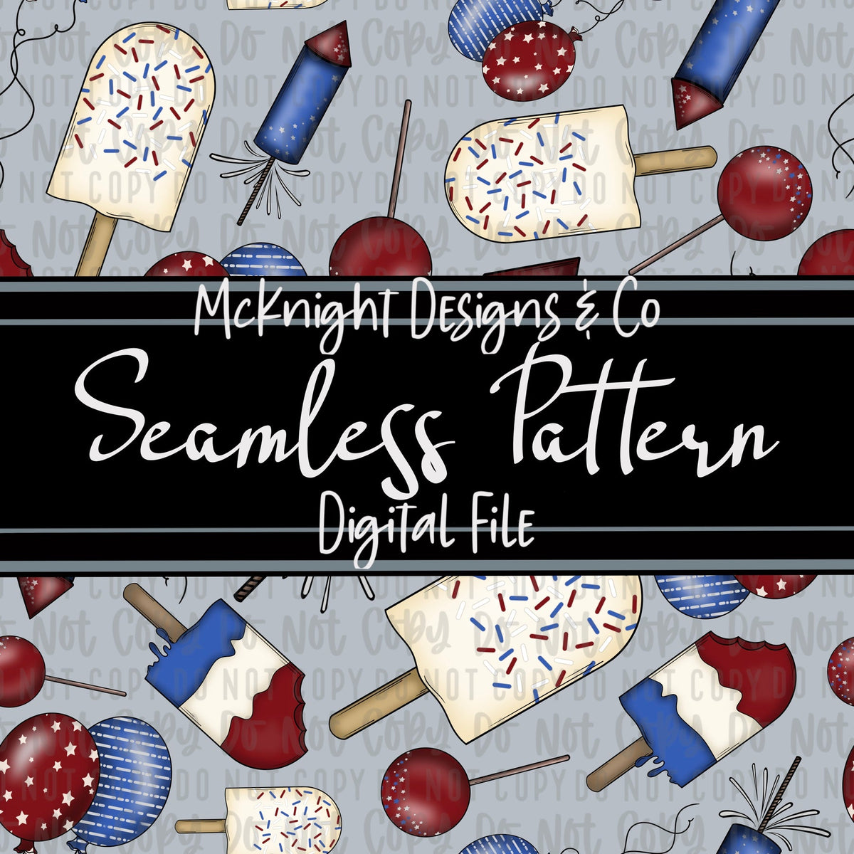 Seamless Pattern Digital Design - Summer - 4th of July - McKnight Designs & Co