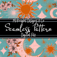 Seamless Pattern Digital Design - Sun Moon & Stars - McKnight Designs & Co