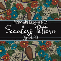 Seamless Pattern Digital Design - Tarot - Floral Death - McKnight Designs & Co