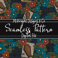 Seamless Pattern Digital Design - Tarot - Floral Death - McKnight Designs & Co