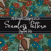 Seamless Pattern Digital Design - Tarot - Floral Death - McKnight Designs & Co