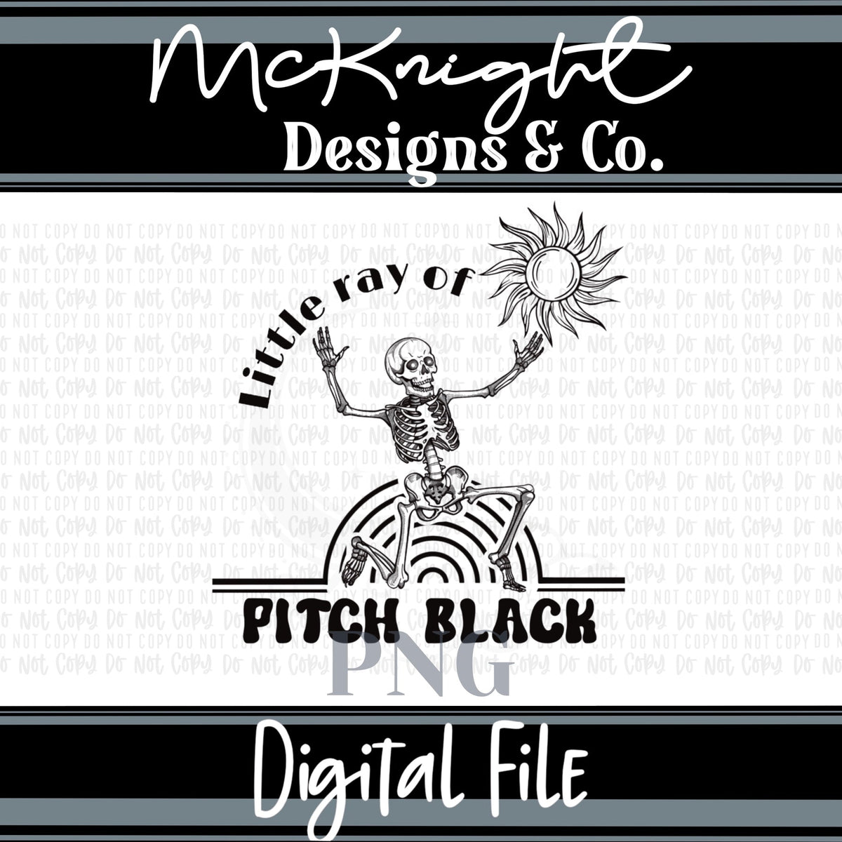 Single Color Digital Design - Skellie - Little Ray of Pitch Black - McKnight Designs & Co