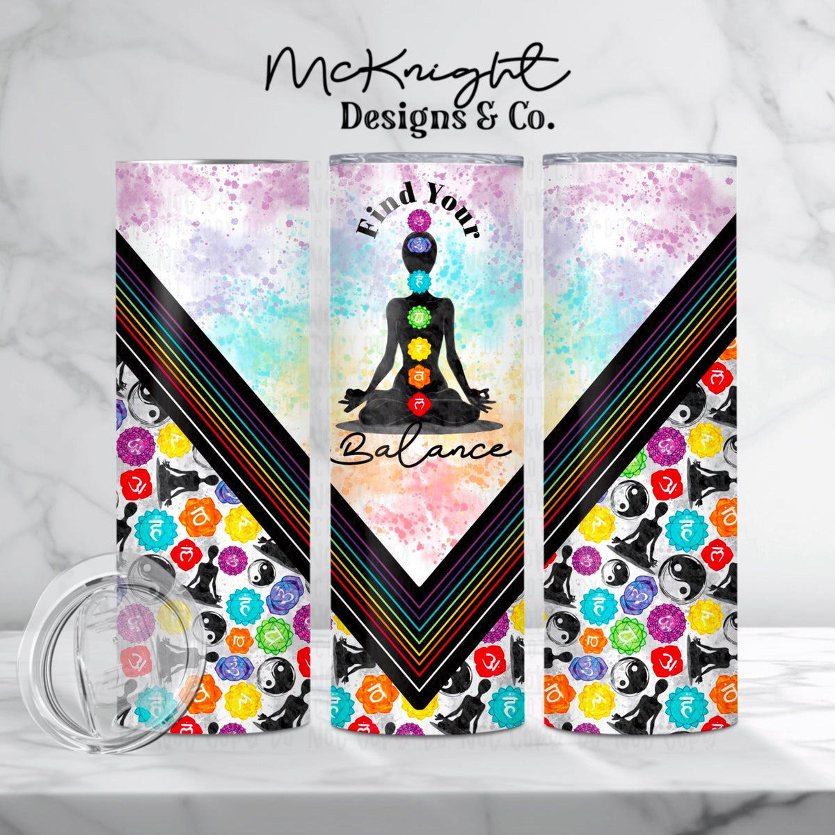 Tumbler Wrap Digital Design - 20 oz - Find Your Balance - McKnight Designs & Co