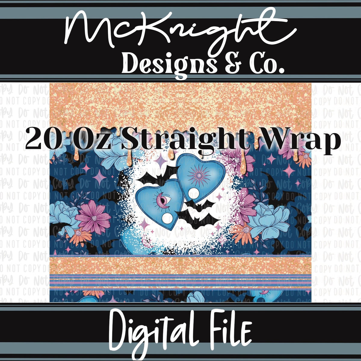 Tumbler Wrap Digital Design - 20 oz - Spooky Planchettes - McKnight Designs & Co