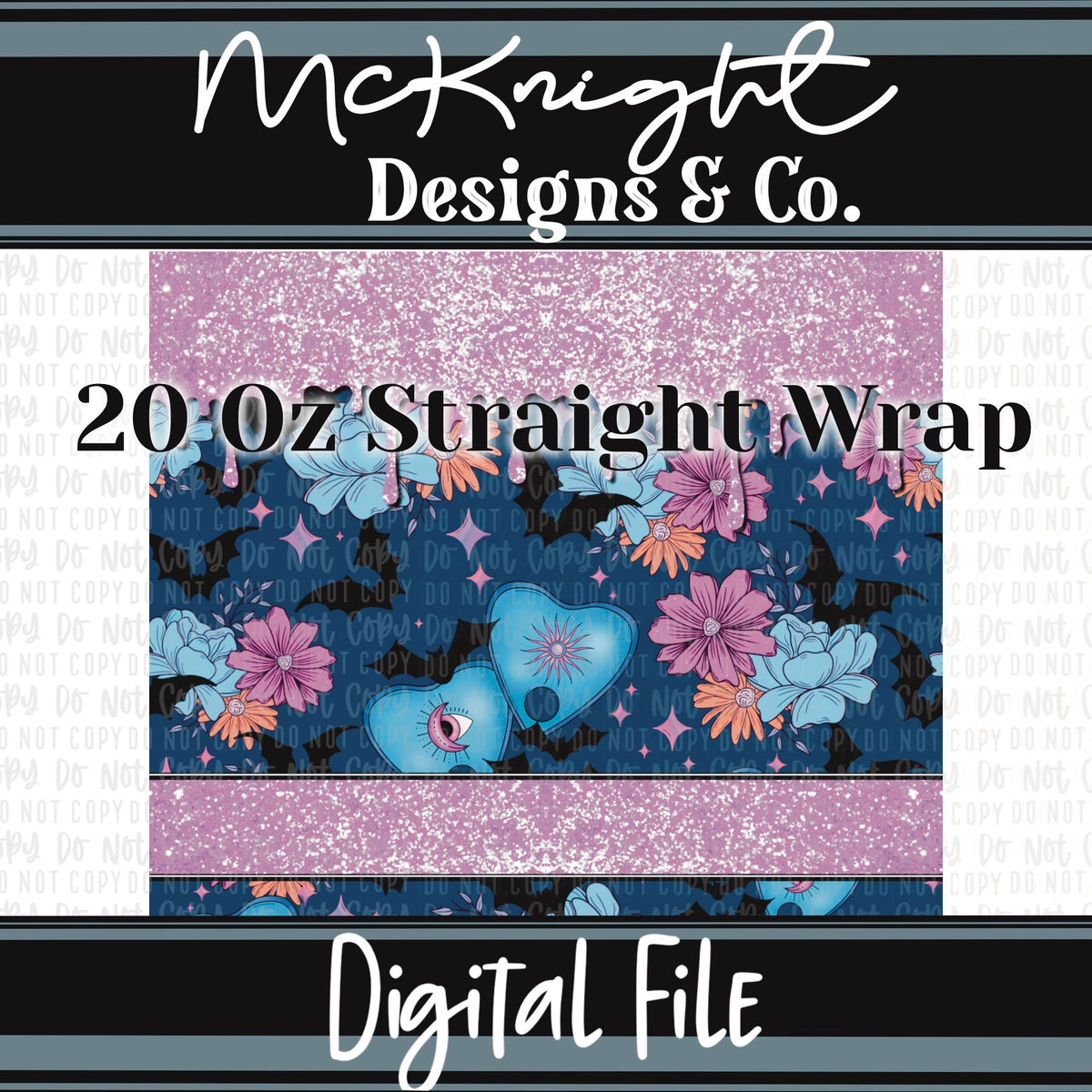 Tumbler Wrap Digital Design - 20 oz - Spooky Planchettes - McKnight Designs & Co