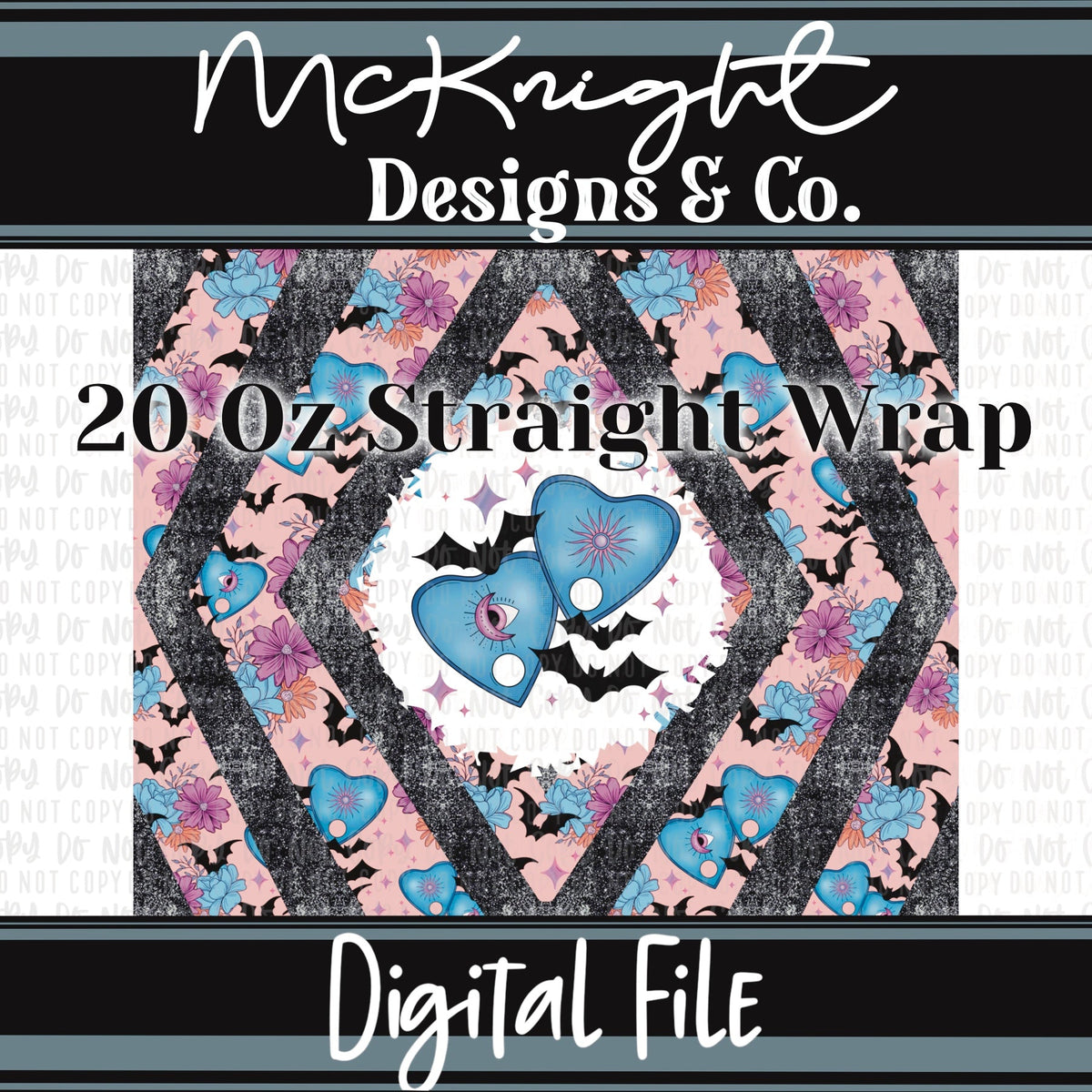 Tumbler Wrap Digital Design - 20 oz - Spooky Planchettes - McKnight Designs & Co