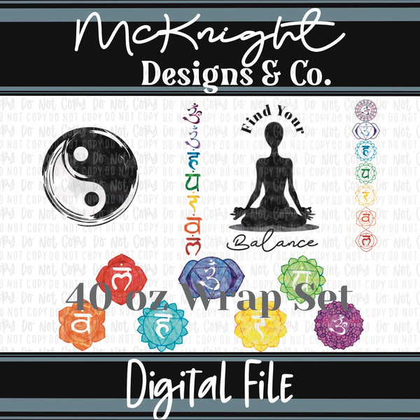 Tumbler Wrap Digital Design - 40 oz - Find Your Balance - McKnight Designs & Co